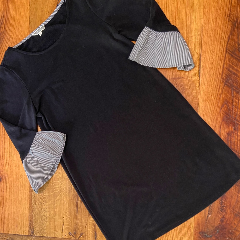 Anthropologie Pleione Little Black Dress, Fun Ruffle Detail on Sleeves, Sz Small